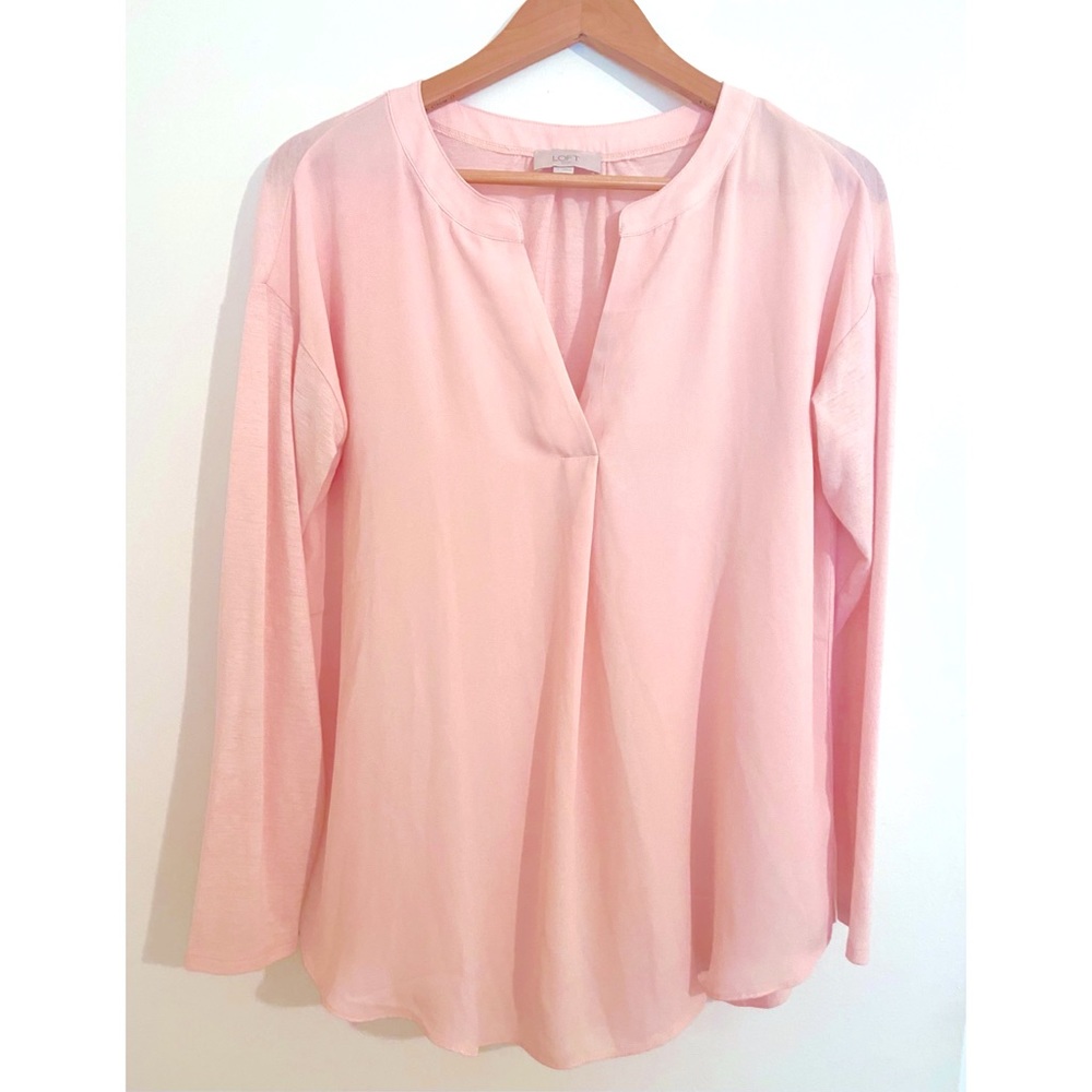 New LOFT Outlet Peach Mixed Material Blouse